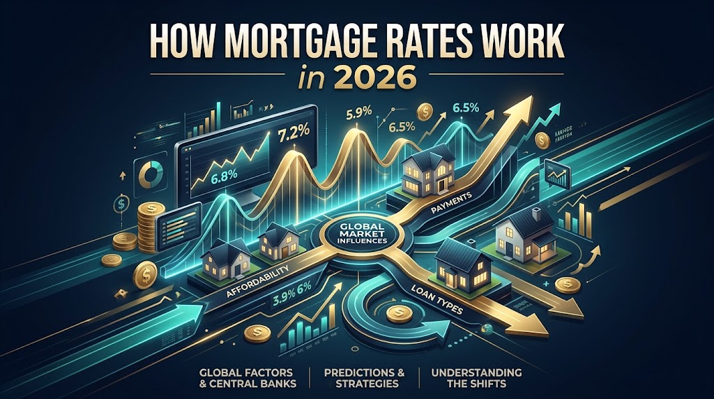 Abstract illustration of a house and rising bars for mortgage rates
