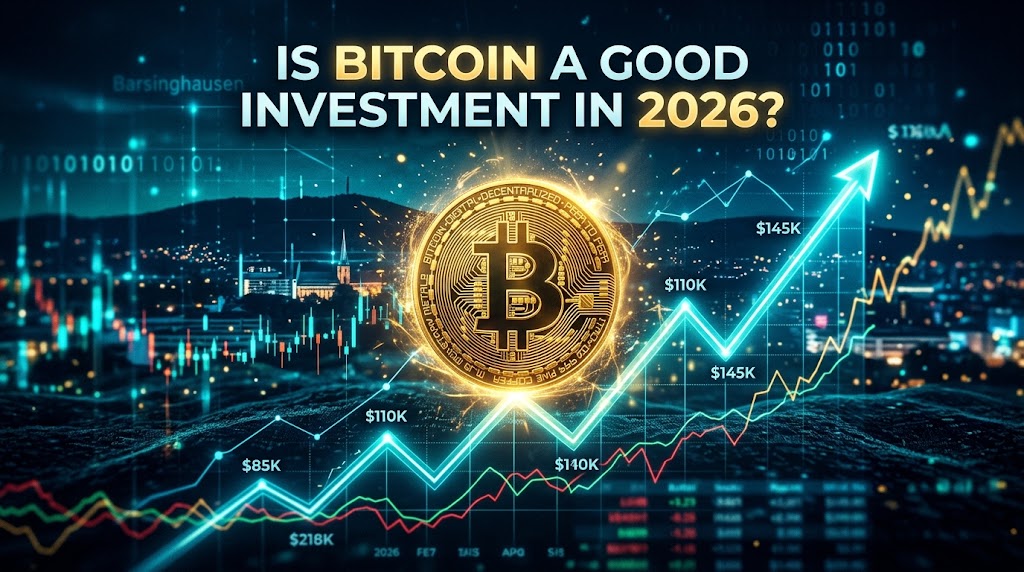 Investor weighing Bitcoin against traditional investments on a laptop