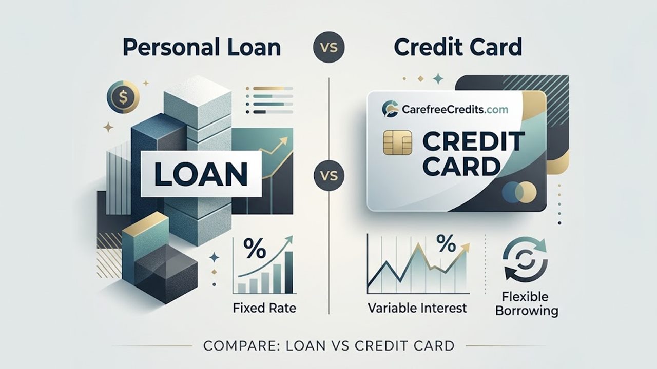 Personal loan with a fixed rate compared with a credit card with variable interest