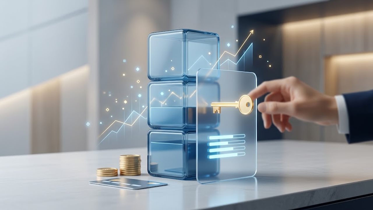 Hand turning a key on stacked glass boxes of savings, illustrating savings account withdrawal limits