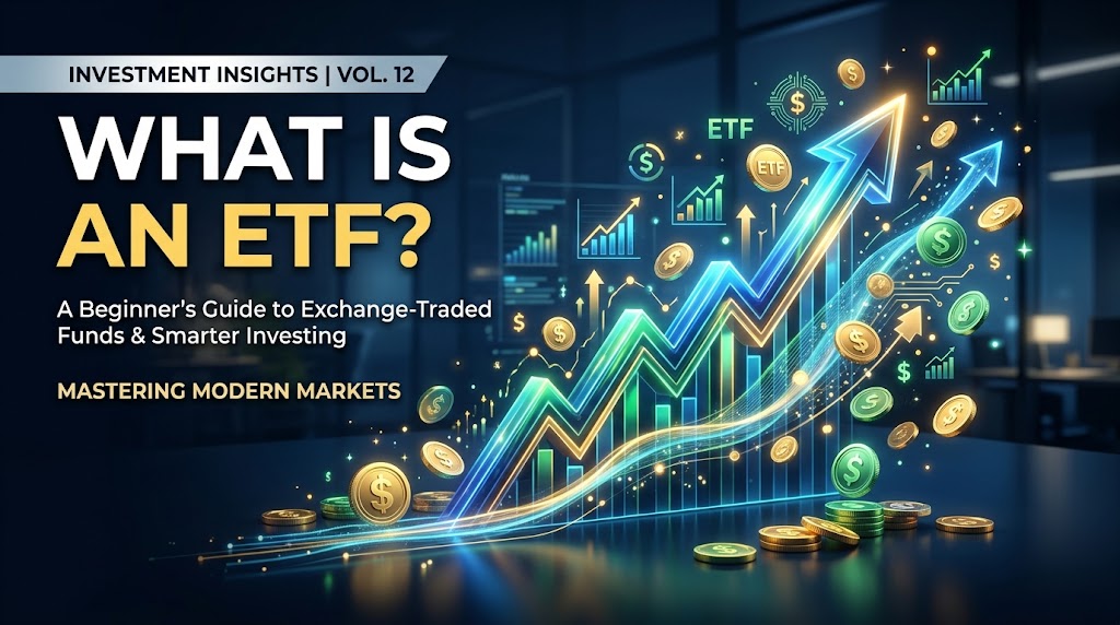 Abstract illustration of a rising chart for ETF investing